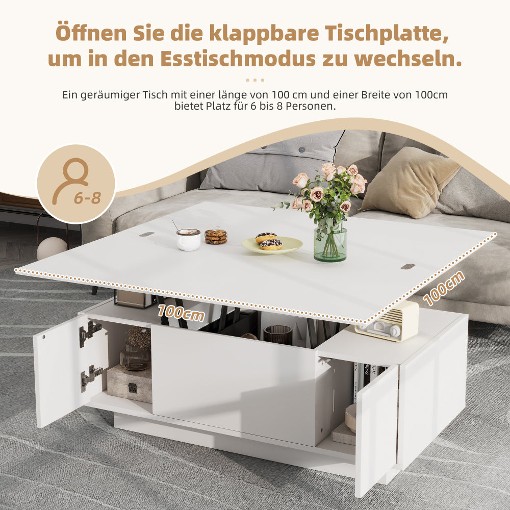 Salontafel – Koffietafel – Bijzettafel – Woonkamertafel – Tafel – Verstelbare Hoogte – Verborgen Opbergruimte – Metaal Frame – Max 50 kg Draagvermogen