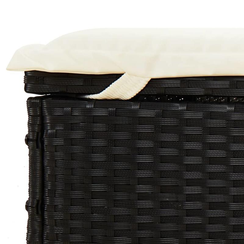 Ligstoel – Ligbed – Zonnebed – Relaxstoel – Ligbank – Zwart – Inklapbaar Zonnescherm – Weerbestendig Poly Rattan – 213x63x97 cm