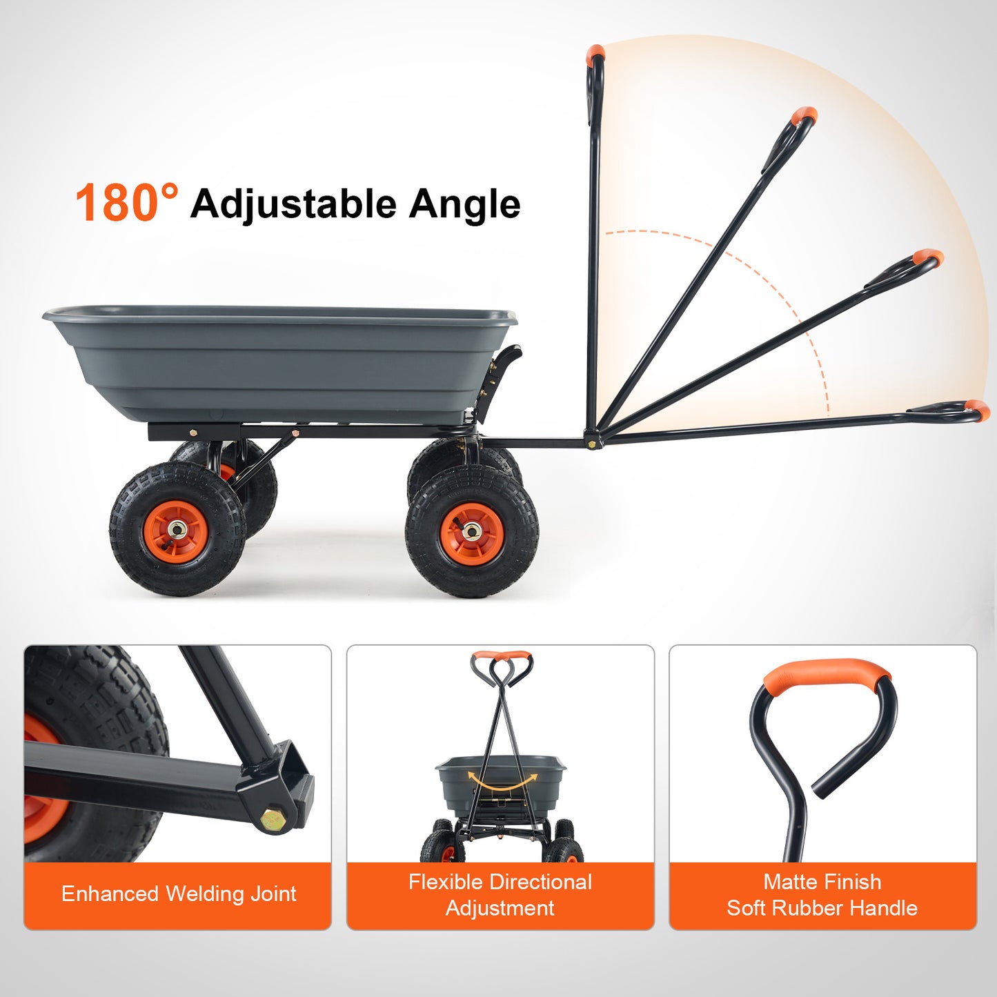 Tuinkar – Kruiwagen – Transportkar – Zwerfwagen – Trolley – 272 kg Draagkracht – 113 Liter Laadbak