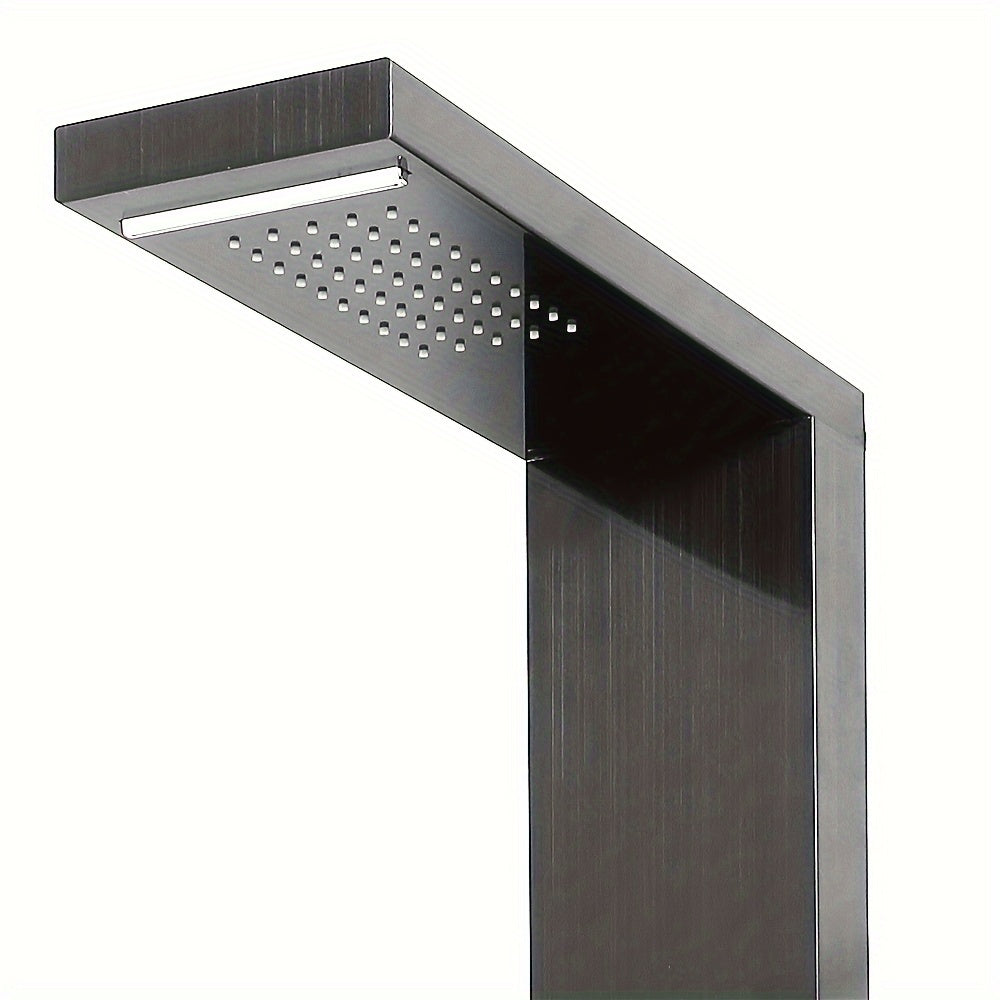 Douchepaneel – Douchekolom – Regendouche – Handdouche – Douchezuil – Zwart RVS – 4 Functies – Compact 130 cm Hoog