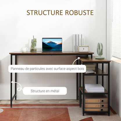 Computertafel – Bureau – Werkplek – Hoekbureau – Computermeubel – Industrieel Design – Houten Planken – Metaal Zwart
