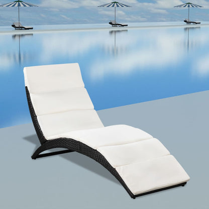 Ligbed – Ligstoel – Zonnebed – Lounger – Tuinstoel – Weerbestendig Poly Rattan – Inclusief Comfortabel Kussen