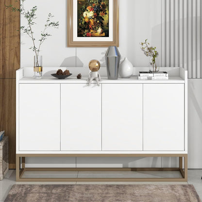 Buffet – Opbergmeubel – Dressoir – Kast – Sideboard – Wit – 4 Deuren – Soft-Close – Compact 120x30x80 cm