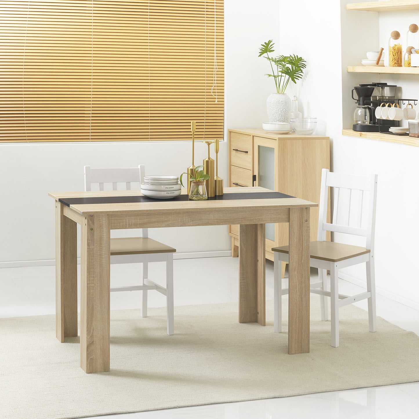Eettafel – Tafel – Dinertafel – Keukentafel – Ruimtebesparende Tafel – Modern Design – Groot 120x69x75 cm – Zwart & Natuurlijk