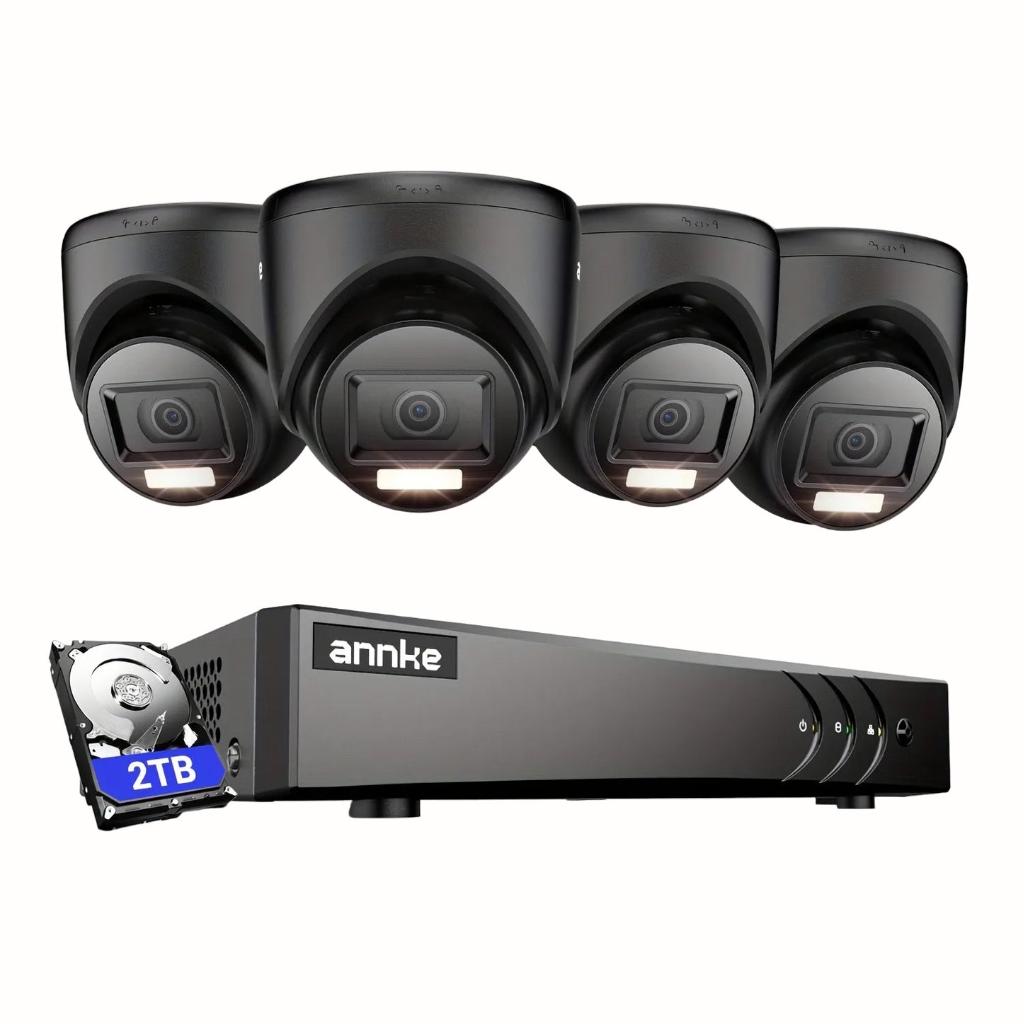 Beveiligingscamera Systeem – Bewakingscamera Set – CCTV camera – Camerabewaking – Beveiligingscamera set – 4x 5MP bulletcamera’s – AI persoons- en voertuigdetectie – kleur nachtzicht met slimme dubbele verlichting