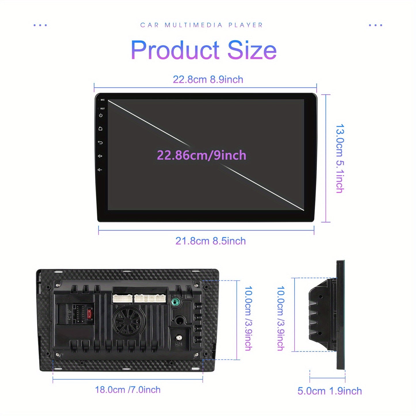 Autoradio Touchscreen – Double DIN Autoradio – Auto Multimedia Speler – Car Audio Systeem – GPS Navigatie – 9 Inch HD Scherm – Android Compatibel Met Mirror Link & WiFi
