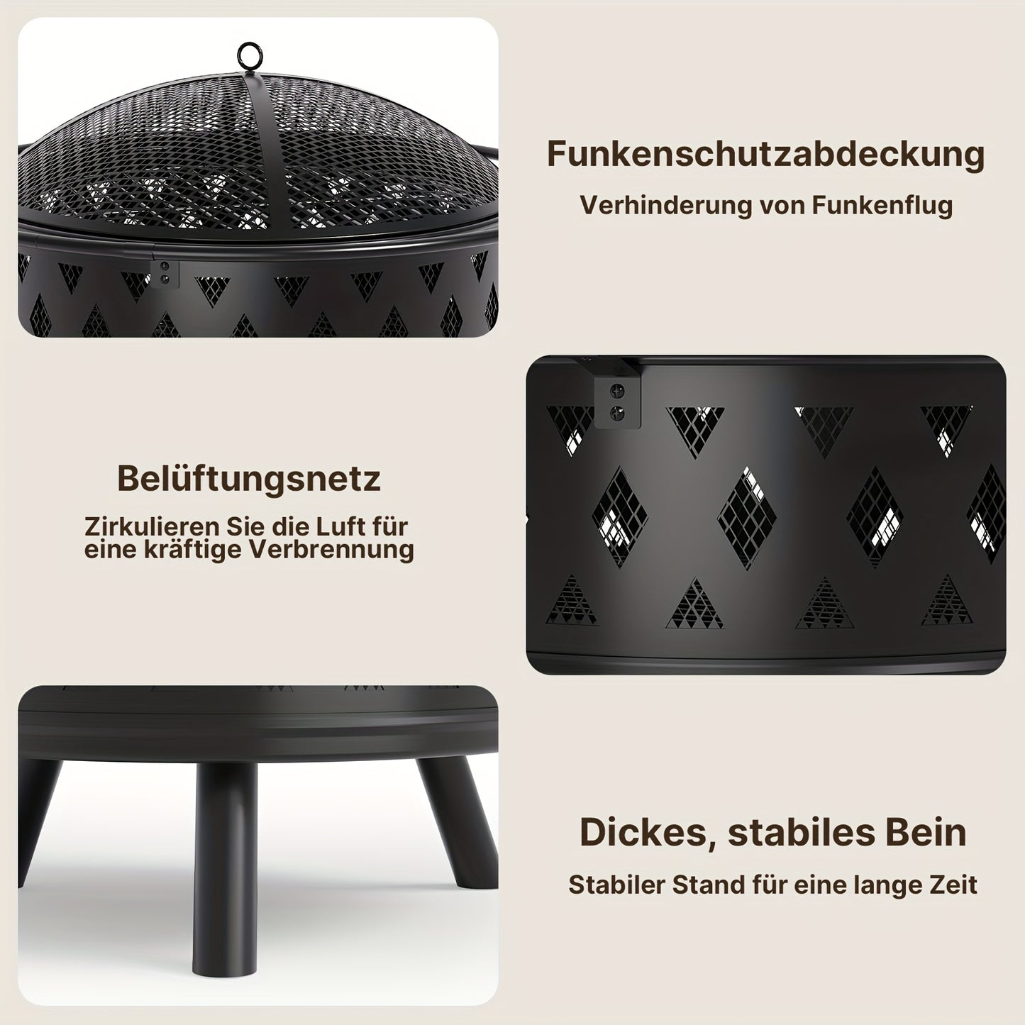 Tuinhaard Buiten – Vuurkorf – Vuurschaal – Openhaard – Terrashaard – Diameter 83 cm – Inclusief Grill en Weerbestendige Cover – Zwart