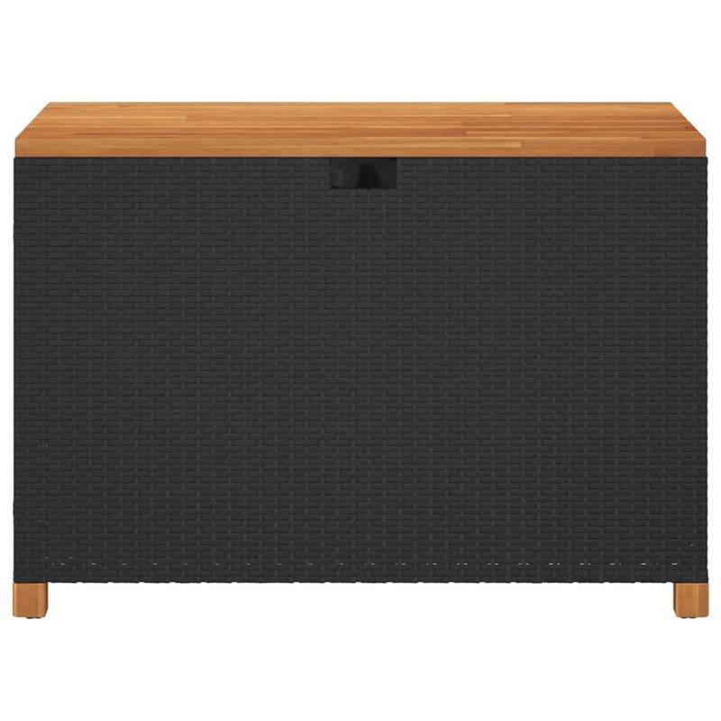 All-Weather Tuinkist – Opbergbank – Tuinbox – Outdoor Opslag – Patio Opberger – Zwarte Woven Resin Constructie – Acaciahouten Deksel