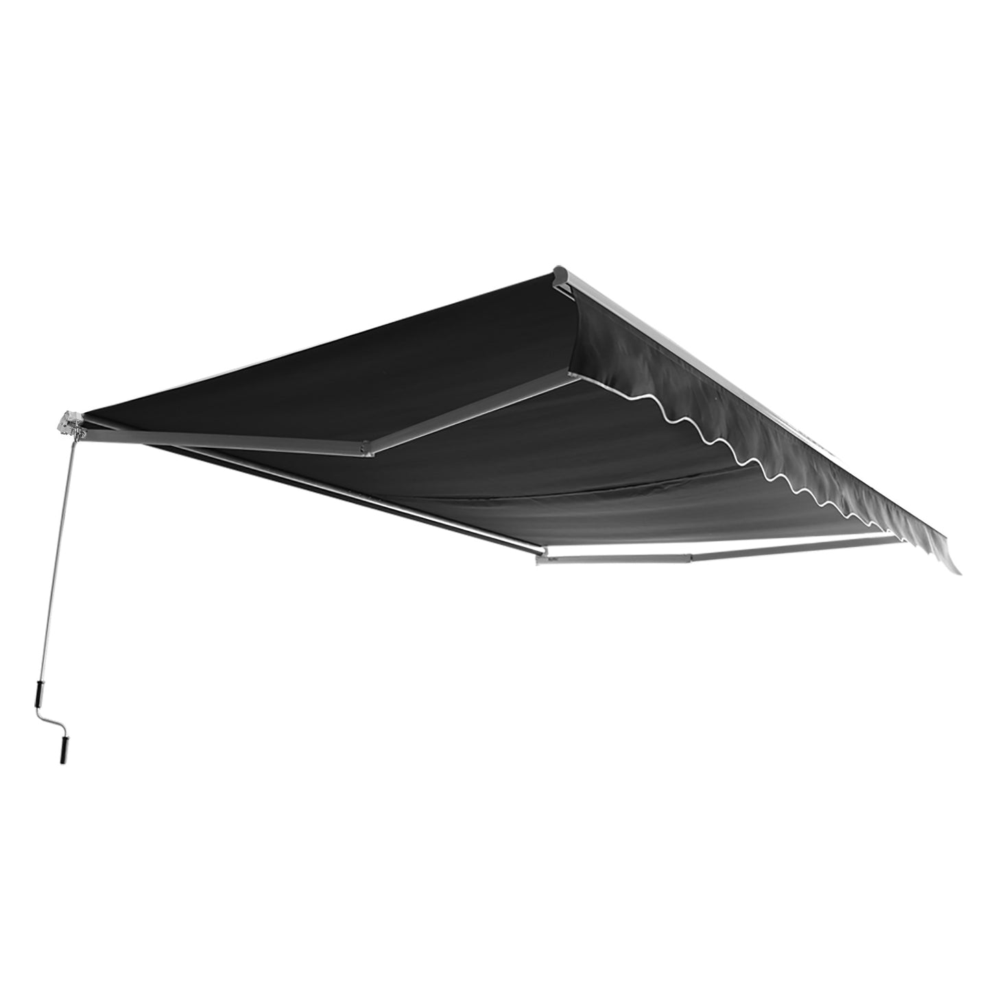 Zonnescherm – Uitvalscherm – Terrasoverkapping – Schaduwdoek – Markies – Handmatig Bediening – Aluminium Frame – PU-Gecoat Polyester Doek – 360x300 cm – Donkergrijs