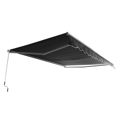 Zonnescherm – Uitvalscherm – Terrasoverkapping – Schaduwdoek – Markies – Handmatig Bediening – Aluminium Frame – PU-Gecoat Polyester Doek – 360x300 cm – Donkergrijs