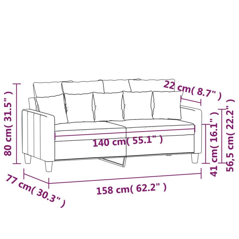2-Zits Bank – Tweezitsbank – Compacte Sofa – Kleine Bank – Zitbank Zwart – Duurzame Bekleding – Comfortabele Kussens – 140 cm Breed – Ruimtebesparend Design