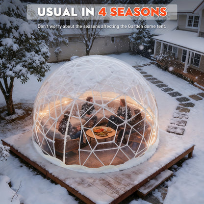 Kweekkas – Tuinkas – Broeikas – Foliekas – Serre – Geodetische Koepel – 3,6 Meter Diameter – Transparante PVC Met 2x 10m Sfeerverlichting