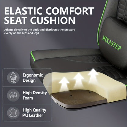 Gamingstoel – Gamestoel – Gaming Chair – Bureaustoel – Game Stoel – Ergonomisch – Verstelbare Rugleuning – 360° Draaibaar – Max 150 kg – Groen