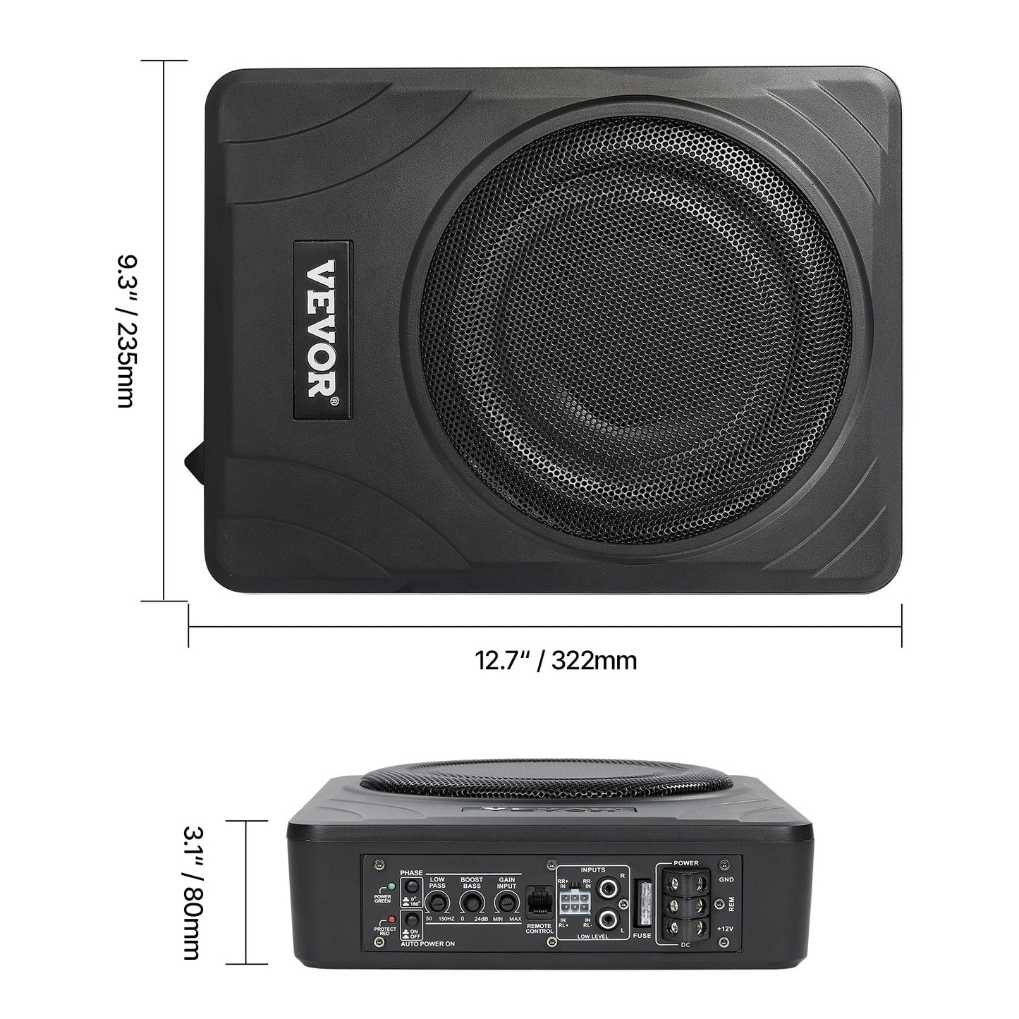 Auto Subwoofer – Autosubwoofer – Underseat Subwoofer – Actieve Subwoofer – Subwoofer met Versterker – 8 Inch – 300W Piekvermogen – Ultra Slank Aluminium Behuizing