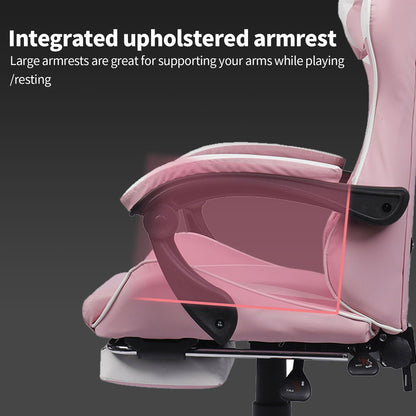 Gamingstoel – Gamestoel – Gaming Chair – Game Stoel – Bureaustoel – Roze – Ergonomisch Design – Uitschuifbare Voetensteun
