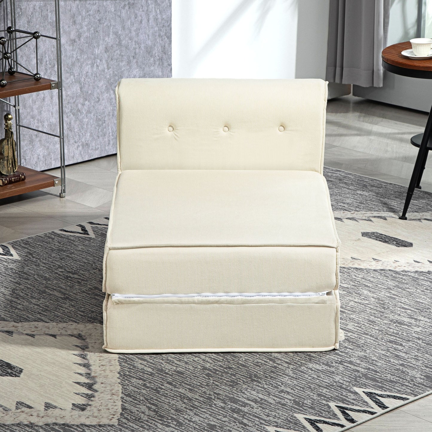 Vloerstoel – Zitzak – Opvouwbare Fauteuil – Slaapstoel – Relaxstoel – Velvet Polyester Bekleding – Draagkracht 240 Kg – 195x73 cm Uitklapbaar Matras