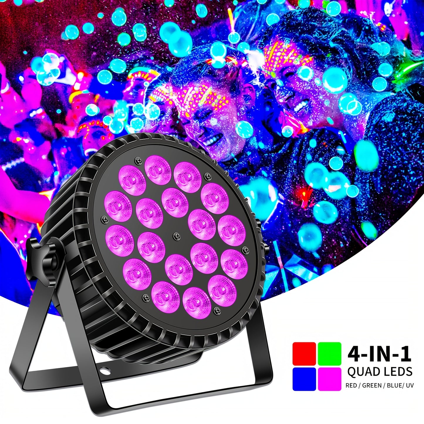 LED Par Lamp – Podiumverlichting – Feestverlichting – Disco Licht – Stage Light – RGBWA + UV 6-in-1 LED’s – Aluminium Behuizing Met DMX 7/10-Kanaals En Strobe Effect