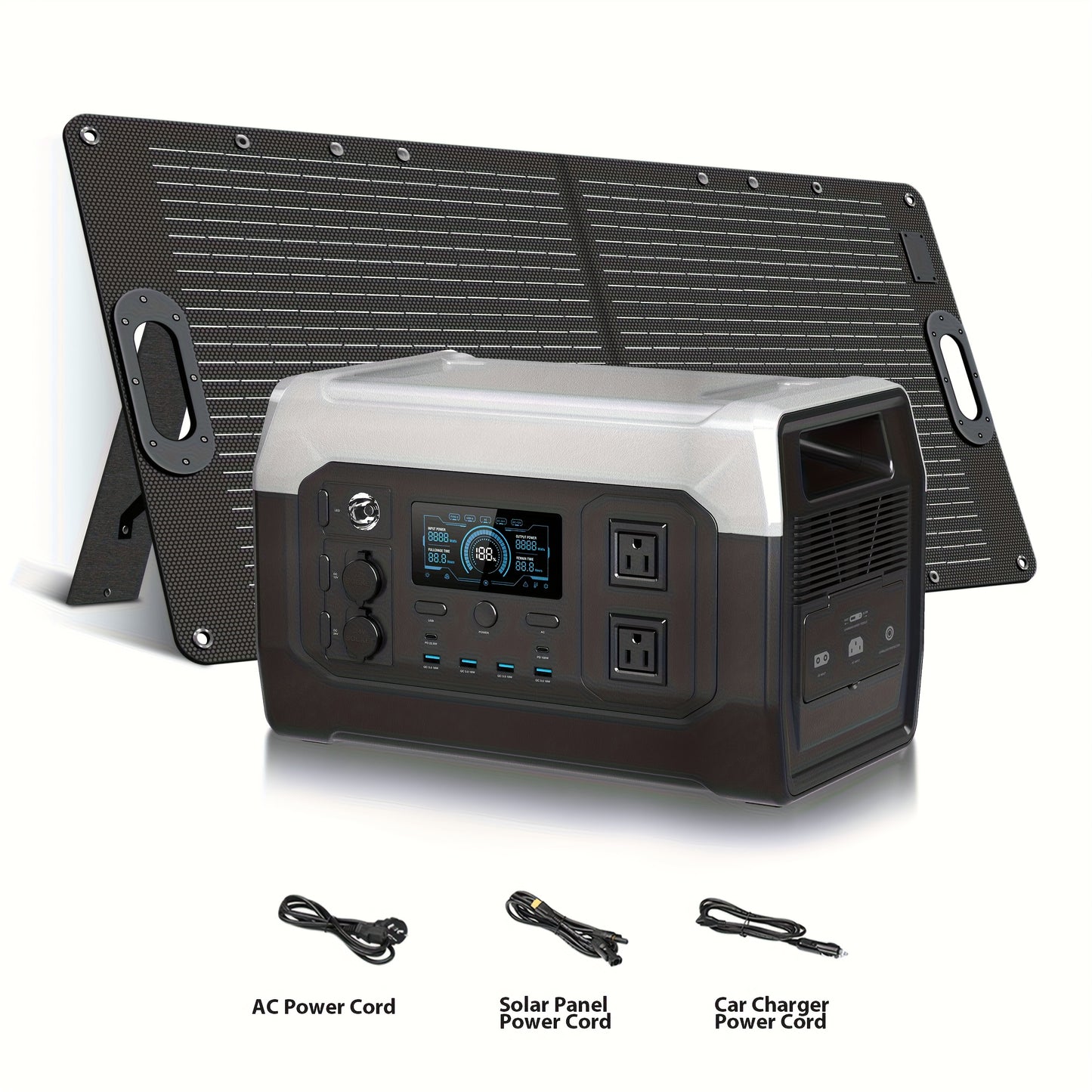 Powerstation Draagbare Batterij – Zonnegenerator – Outdoor Accu – Noodstroomvoorziening – Camping Stroomvoorziening – 1024Wh LiFePO4 Accu – 3600W Piekvermogen – Inklapbaar Zonnepaneel 100W/200W/400W