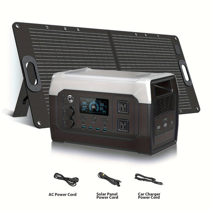 Powerstation Draagbare Batterij – Zonnegenerator – Outdoor Accu – Noodstroomvoorziening – Camping Stroomvoorziening – 1024Wh LiFePO4 Accu – 3600W Piekvermogen – Inklapbaar Zonnepaneel 100W/200W/400W