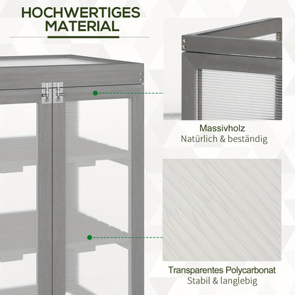 Kweekkas – Kweekkast – Plantenkas – Mini Kas – Cold Frame – 3 Laags – Hout En Polycarbonaat – Weerbestendig – Max 15 Kg Draagvermogen