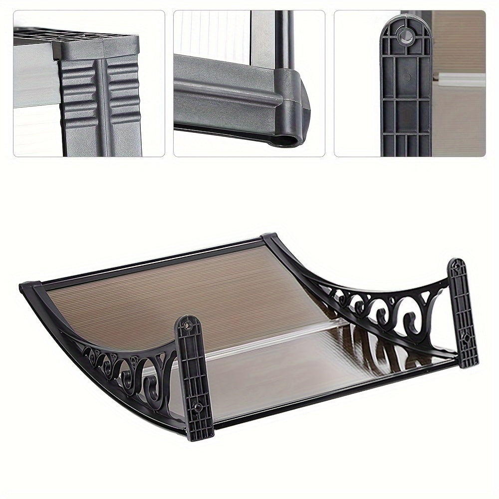Window Awning Canopy Outdoor Polycarbonate Hollow Sheet Door Patio Canopy Front Door Overhang Awning 100x100cm Brown