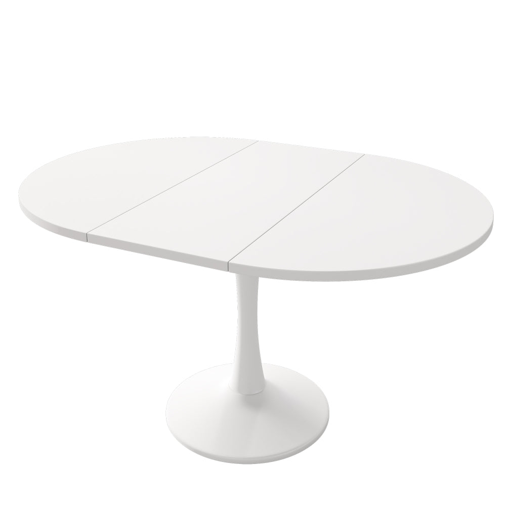 Modern Minimalist Extendable Oval/Rectangular Dining Table - White Convertible Table Suitable for Small Spaces, Easy Assembly, Durable Metal Frame, Expandable Length (100/140cm)