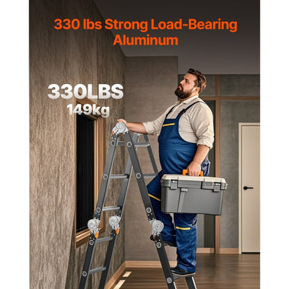 Vouwladder – Multifunctionele Ladder – Klappleder – Scharnierladder – Combiladder – 7-in-1 Design – Lichtgewicht Aluminium 150 kg Belastbaar