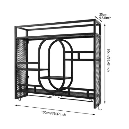 Wijnrek Wandgemonteerd – Wijnkast Wijnhouder Flessenrek Flessenhouder – Industrieel Design – Ruim 3-Niveaus – Stijlvol Geometrisch Patroon – Stabiel IJzer 150 kg Draagvermogen
