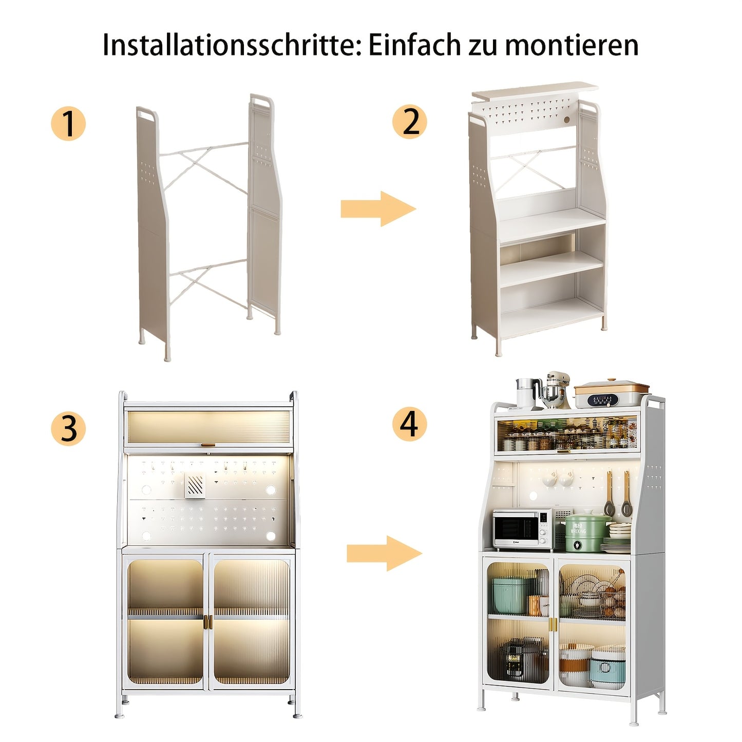 Keukenopberger – Kast – Buffetkast – Koffiebar – Opbergkast – Zwart Gietijzer – Instelbare Planken – Pegboard