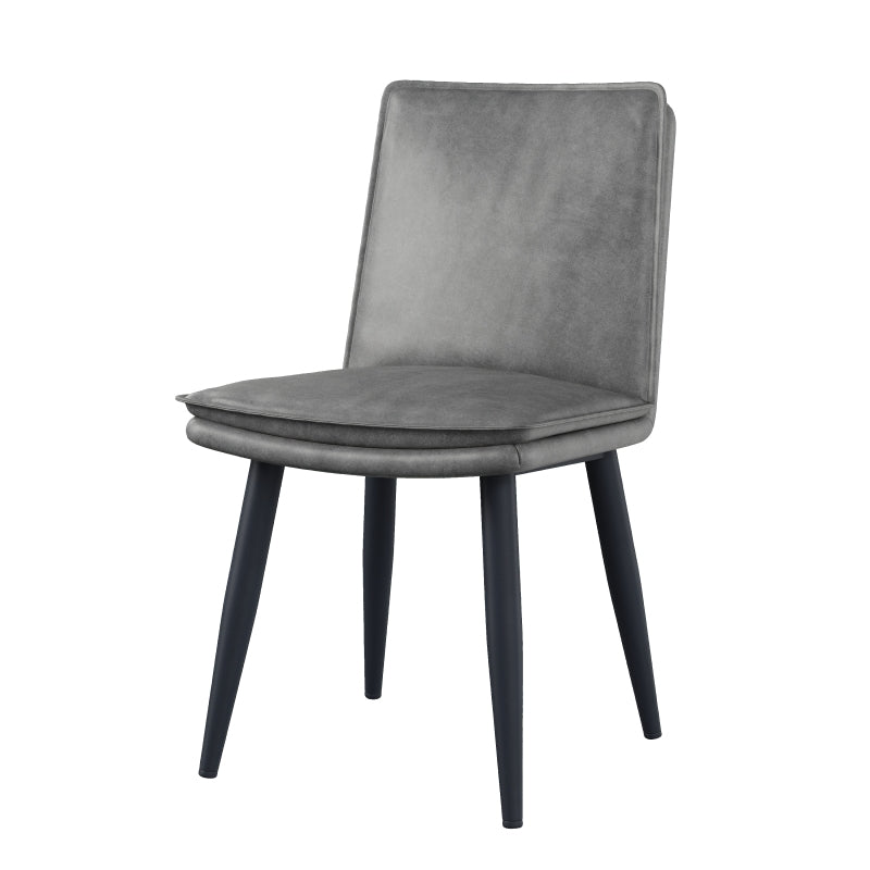 Eetkamerstoel – Stoel – Zetel – Cafestoel – Kuipstoel – Modern Grijs PU – Dubbel Gekussend Zitvlak – Stevig Metalen Frame – Onderhoudsvriendelijk – Comfortabel
