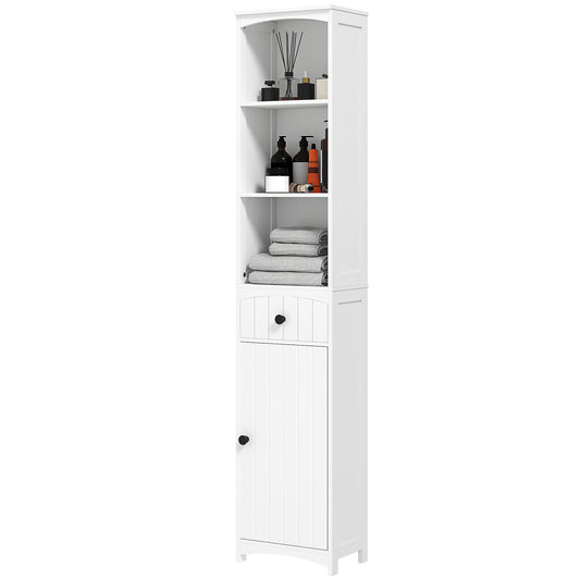 Badkamerkast – Badkamermeubel – Opbergkast – Kolomkast – MDF – Compact Design – 34x24x170,5 cm – Wit