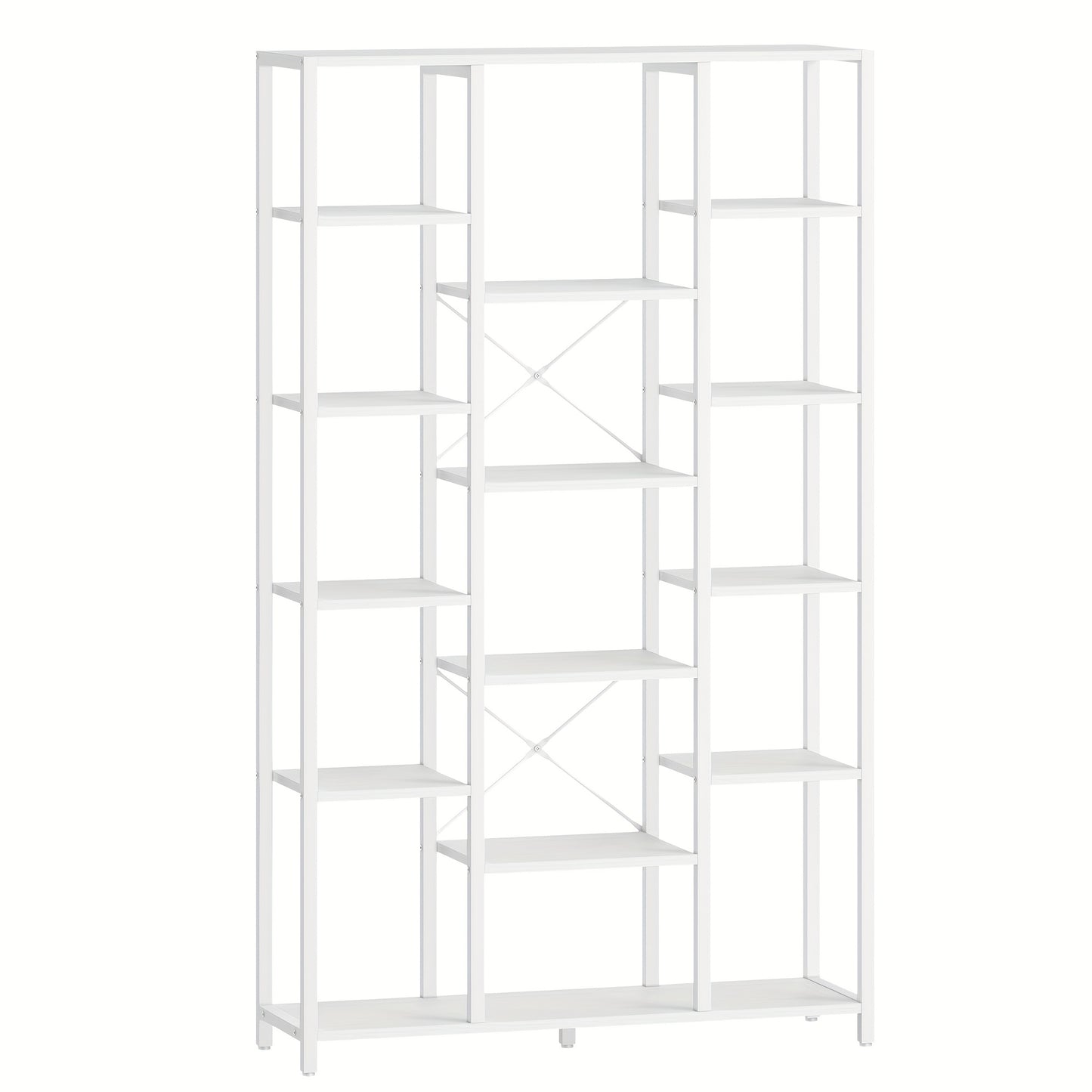 Boekenkast – Boekplank – Boekenrek – Opbergkast – Boekhouder – Wit – 15 Planken – Stevig Houten Frame – 170x100x30 cm