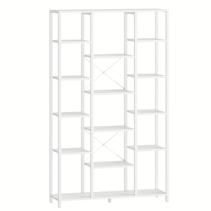 Boekenkast – Boekplank – Boekenrek – Opbergkast – Boekhouder – Wit – 15 Planken – Stevig Houten Frame – 170x100x30 cm