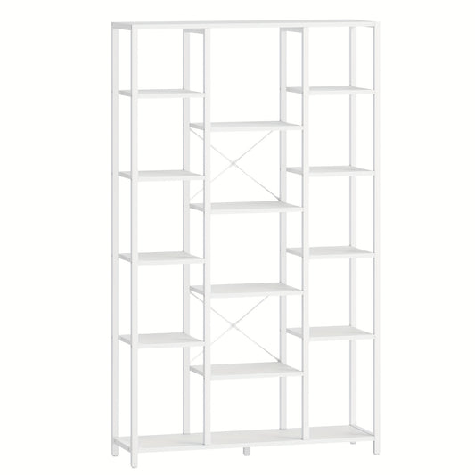 Boekenkast – Boekplank – Boekenrek – Opbergkast – Boekhouder – Wit – 15 Planken – Stevig Houten Frame – 170x100x30 cm
