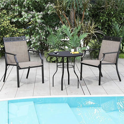 Tuinstoelen – Tuinstoelen – Balkonstoelen – Tuinmeubilair – Buitenzitmeubels – 2-Delige Set Koffiekleur – Sneldrogende Stof – Stevig Metalen Frame Tot 150 kg