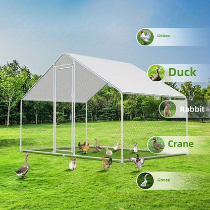 1pac Walk-in Chicken Coop for 20-40 Chickens, Large Metal Poultry Cage Run with Waterproof Cover, Outdoor Backyard Chicken House for Small Animals, Chicken Coop for Small Animals