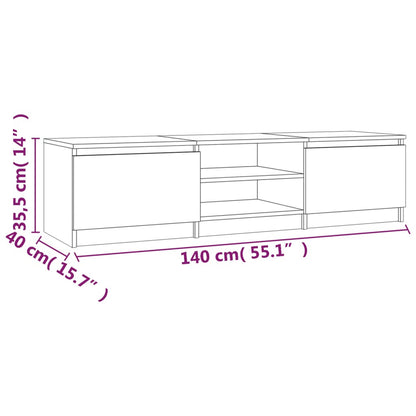 TV Cabinet Smoked Oak 140x40x35.5cm Engineered Wood TV Stand Entertainment Center with Storage, Media Television Table for Living Room Bedroom