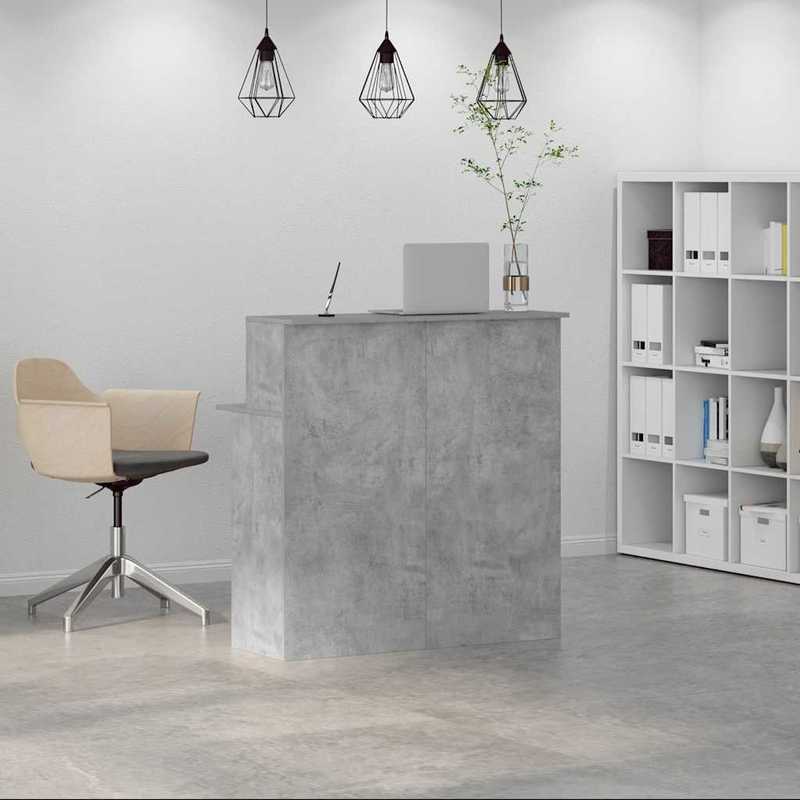 Reception Desk Made of Concrete in Gray, Measuring 100X50X103.5 Cm, Constructed from Durable Wood Material.