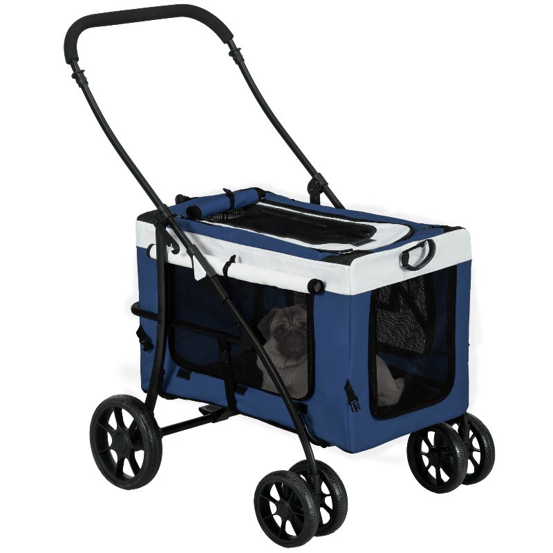 2-in-1 Wandelwagen – Draagmand – Hondenwagen – Dierenbuggy – Huisdierwagen – Metalen Frame – Afneembare Draagmand