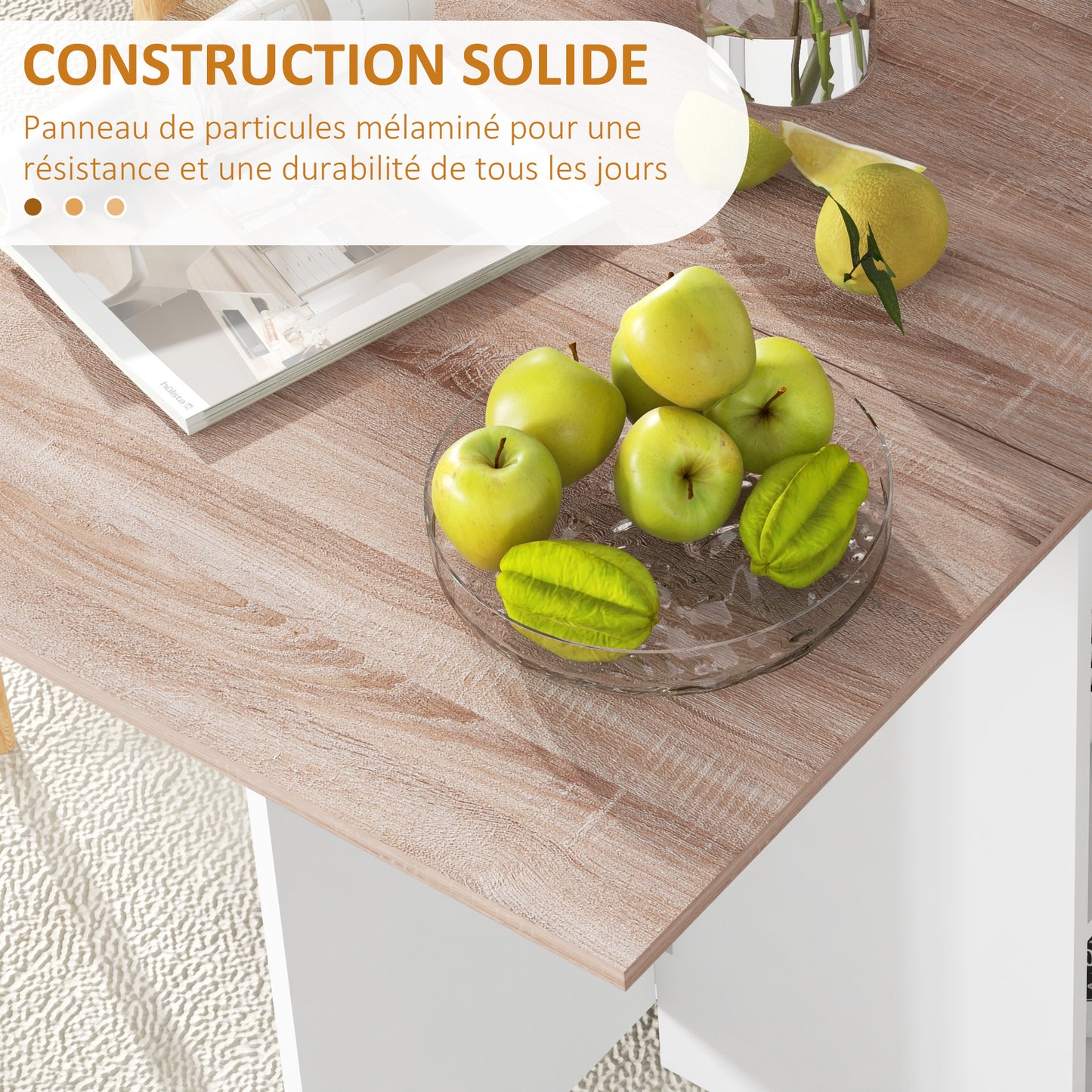 Uitschuifbare Eettafel – Inklapbare Tafel – Keukentafel – Uitklapbare Tafel – Compacte Eettafel – Modern Design – Ruimtebesparend Met Lade – Eikenhout Look