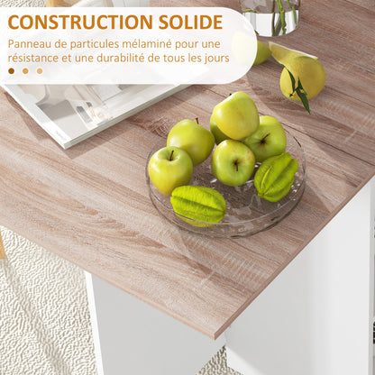 Uitschuifbare Eettafel – Inklapbare Tafel – Keukentafel – Uitklapbare Tafel – Compacte Eettafel – Modern Design – Ruimtebesparend Met Lade – Eikenhout Look