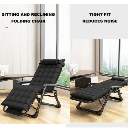 Opvouwbare Relaxstoel – Loungestoel – Ligstoel – Klapstoel – Tuinstoel – Zwart – Extra Brede Zitting 68 cm – Stevig Metalen Frame