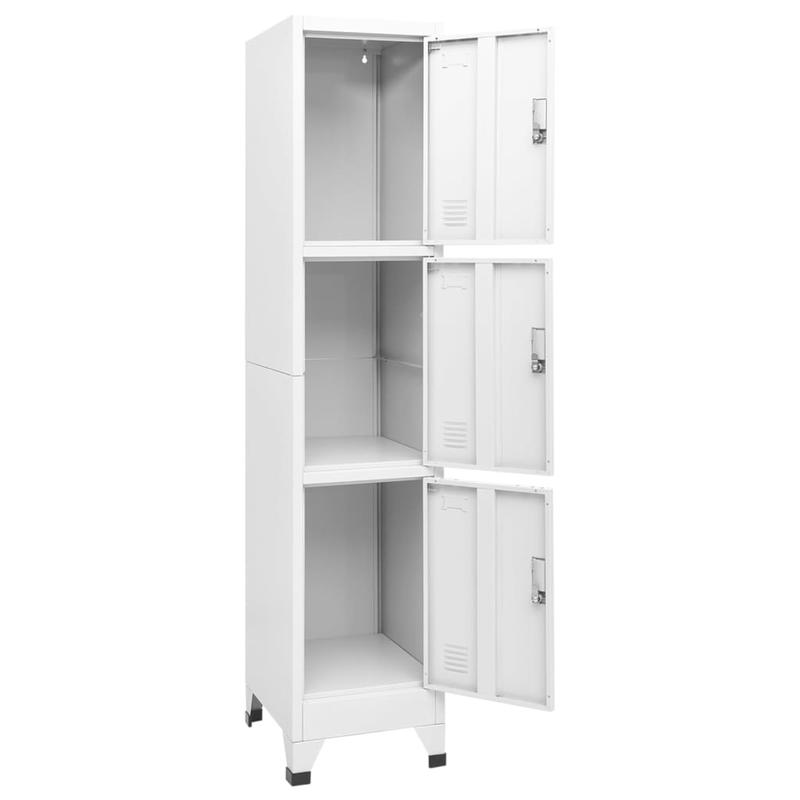 Lockable Cabinet with 3 Compartments 38X45X180 Cm/Lockers/Storage Boxes/Boxes/Cabinets. This Lockable Cabinet Impresses with Its Modern Design. It Is Made of Robust Steel And Is Easy to Clean. Each Compartment Has Clothes Rai