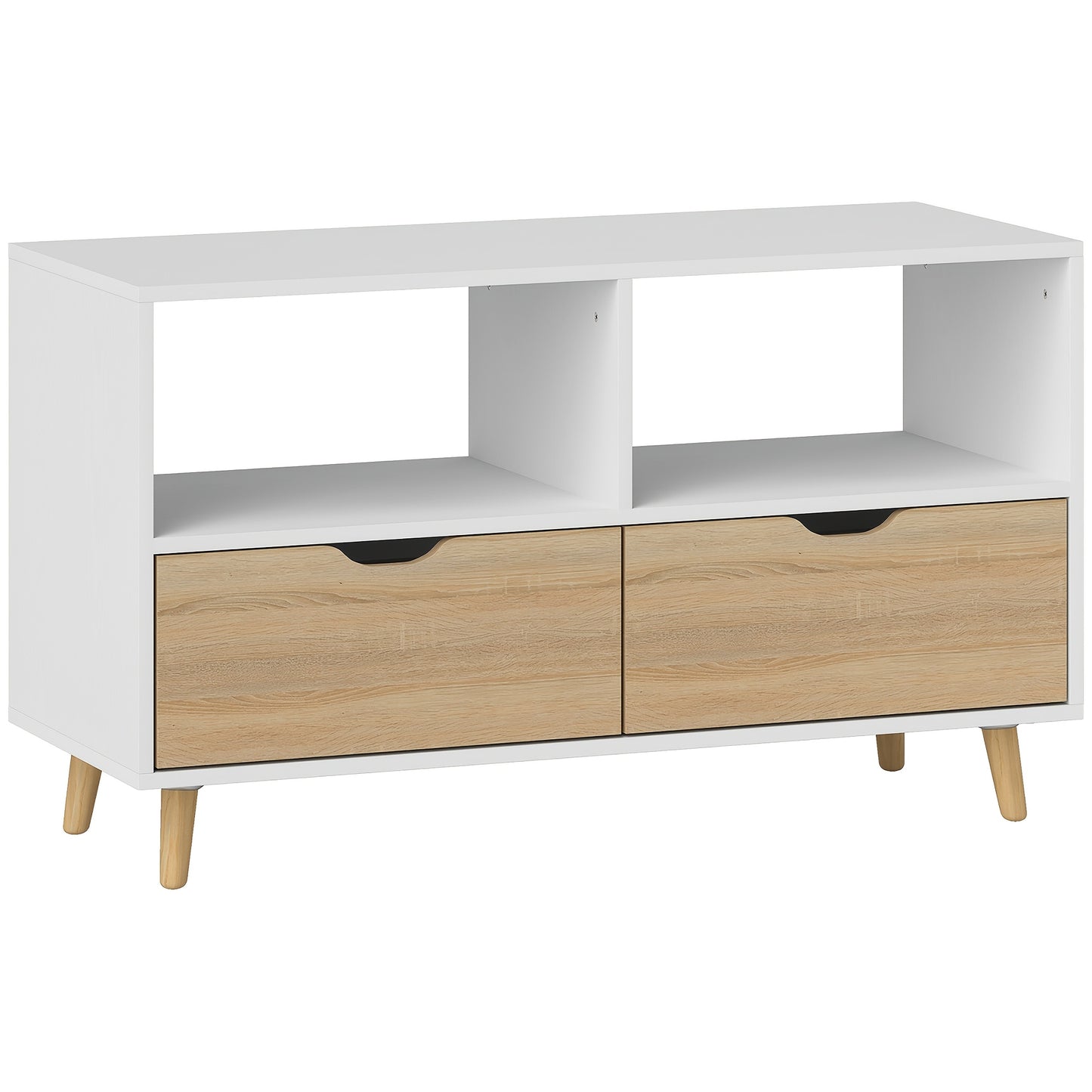 TV Stand, Low Cabinet with 2 Shelves And Drawers 99cm Long TV Table, Living Room TV Stand, White,  Tv Storage, Minimalist Design, Modern Tv Stand, Highquality Materials, Entertainment Center, Apartment Living, Modern Househol