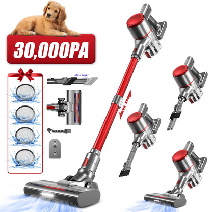 Aiidoits Cordless Vacuum Cleaner – 30000Pa, 300W, 35-Min Runtime, 6×2200mAh Battery, 1.4L Dustbin, Super Quiet, Anti-Tangle Brush – High-Capacity Cordless Vacuum with Long Battery Life, Flexible Cleaning for Hard Floors,