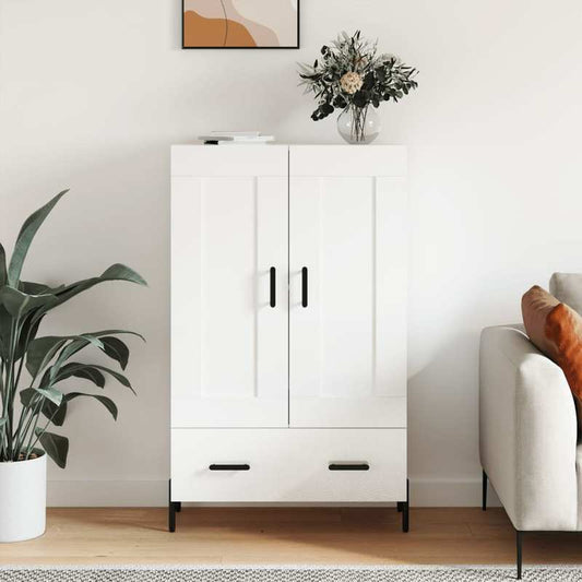 Highboard – Dressoir – Buffetkast – Opbergkast – Sideboard – Hoogglans Wit – Ruime Opbergruimte – Duurzaam Hout-Metaal