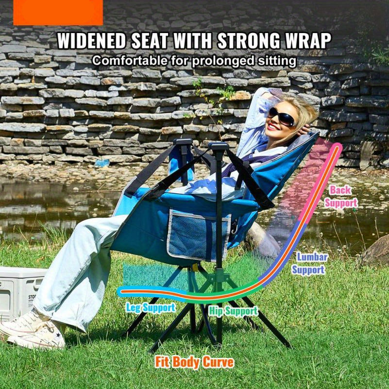 Campingstoel – Campingstoel-Hangmat – Opvouwbare Tuinstoel – Strandstoel – Stevig Roestvrij Staal – Draaggewicht 136 Kg – Ademend Doek