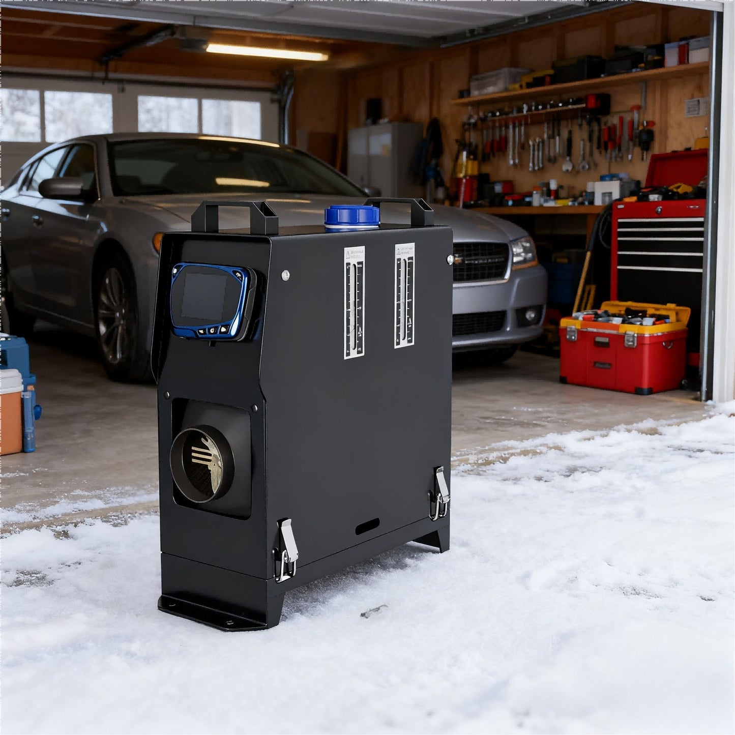 12V Diesel Luchtverwarmer – Diesel Air Heater – Dieselverwarming – Parkeerverwarmer – Camper Heater – 8 kW Vermogen – LCD Afstandsbediening Rood