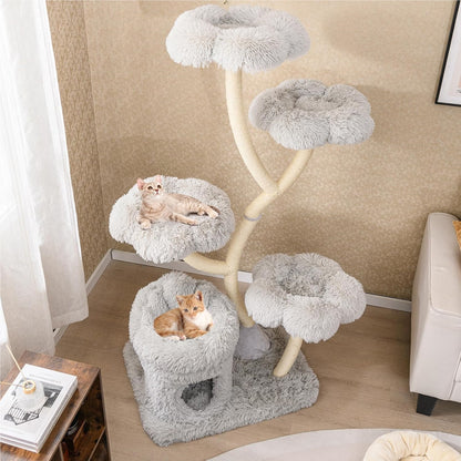 Krabpaal – Kattentoren – Krabmeubel – Kattenboom – Klimpaal – 165 cm Hoog – Stabiel Metalen Frame – Wit Design