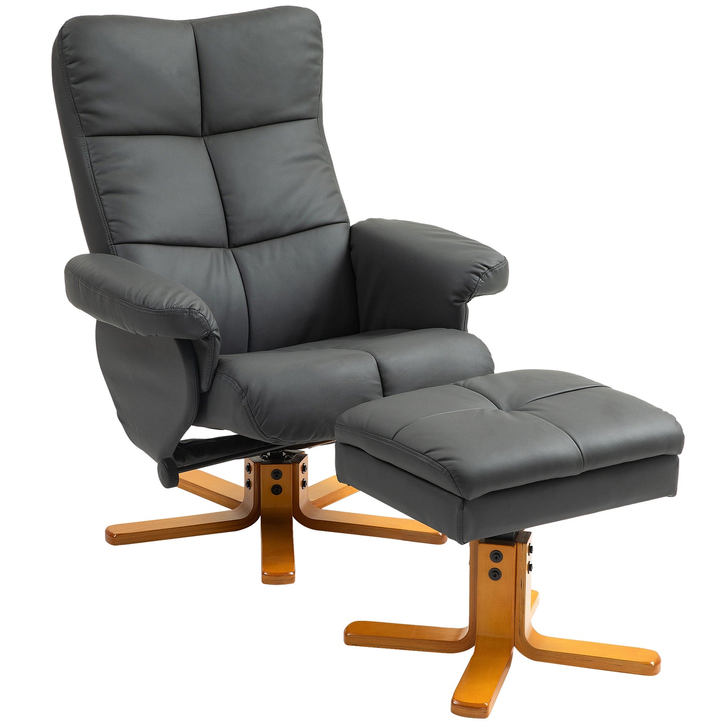 Relaxstoel – Fauteuil – Schommelstoel – Loungestoel – Voetbank – Kunstleer Bekleding – Verstelbare Rugleuning 145° – 360° Draaibaar – Opbergruimte Voetenbank – Ergonomisch Design – Roomwit